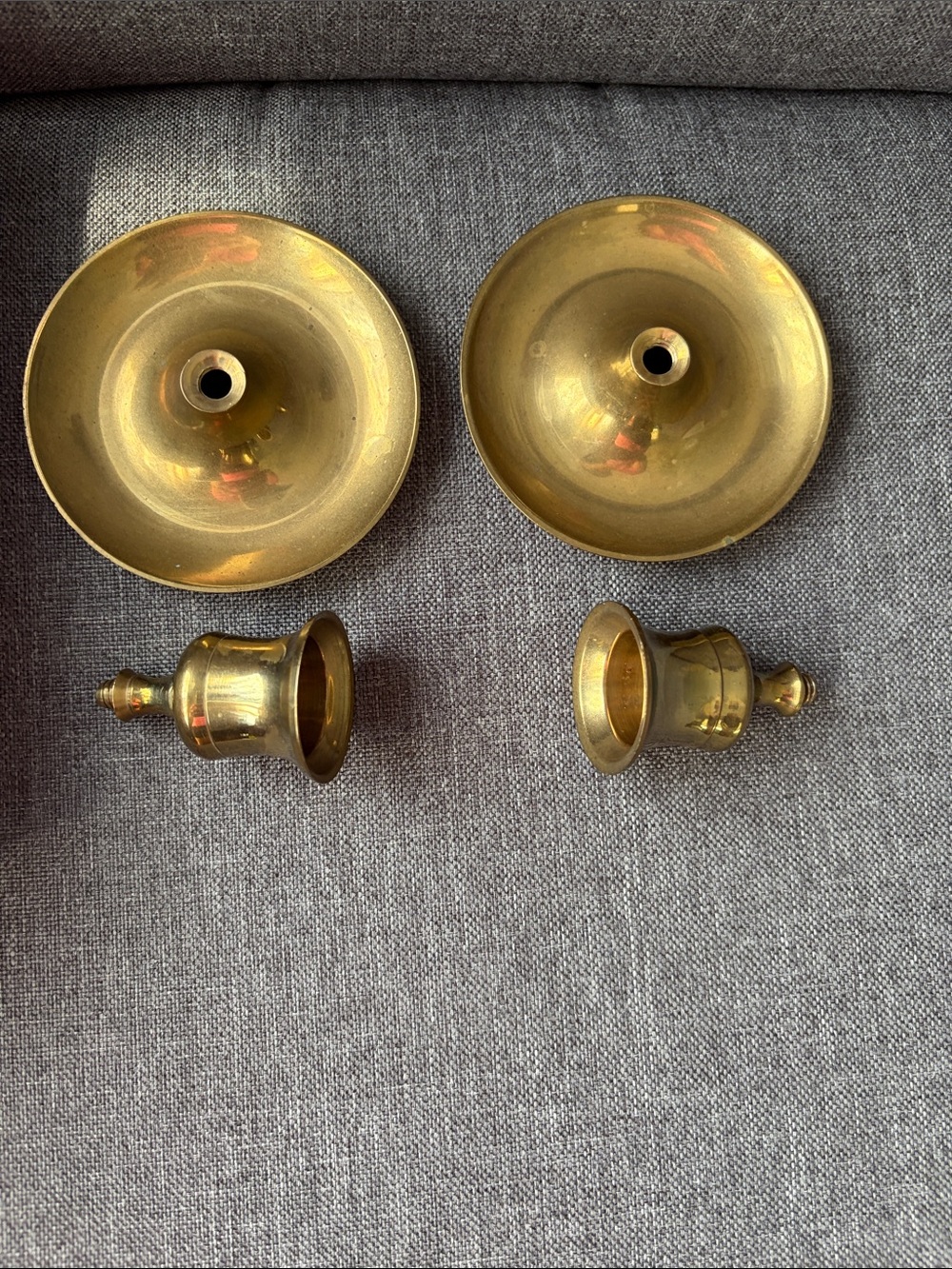Vintage solid Brass Candlestick Pair – Polished Gold Accent - Picture 6 of 7